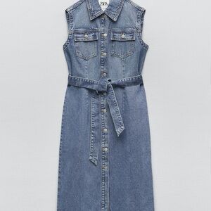 Zara Blue Denim Sleeveless Dress